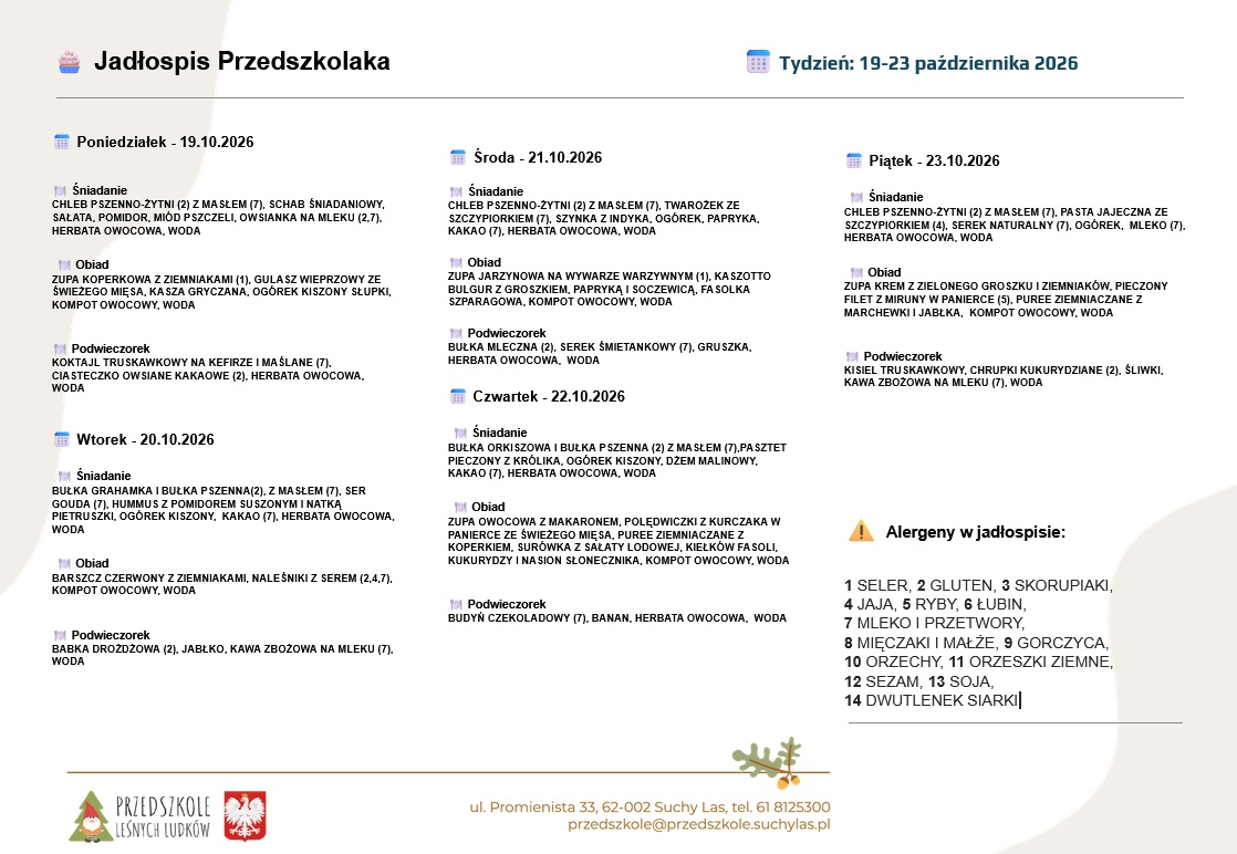 Jadłospis 19–23 października 2026